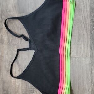 Black VS PINK Sports Bra with Neon Stripes